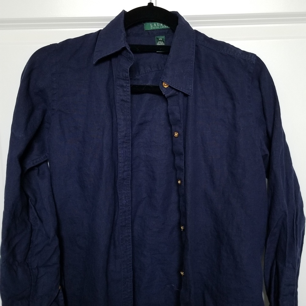 Ralph Lauren Navy Blue Button Down Shirt XS